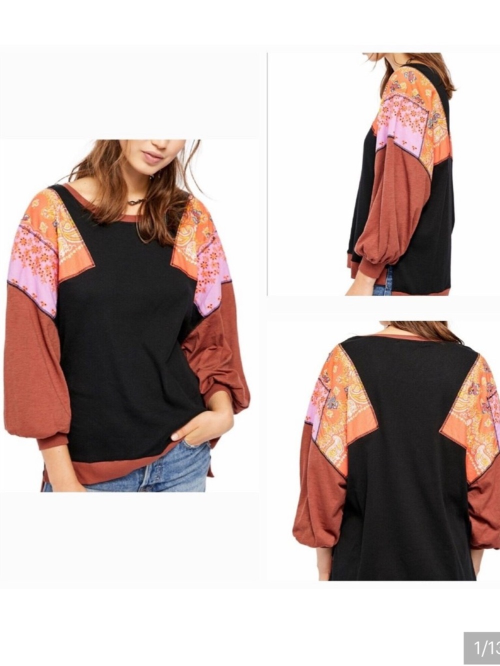 Free People We The Free Feelin It Patch Shirt Size Small